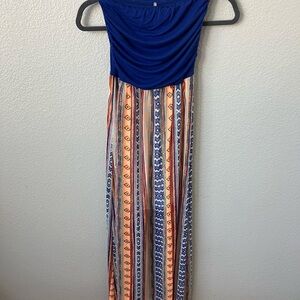 Women’s size small Multicolor Strapless Maxi Dress